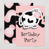 koe cartoon, uitnodiging (Voorkant / Achterkant)