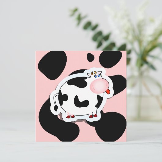 koe cartoon, uitnodiging (Staand voorkant)