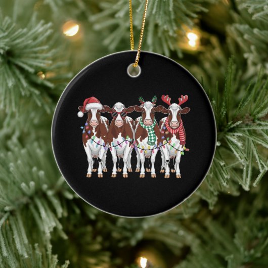 Koe Christmas Koe Lover Gift Holiday Boerderij Keramisch Ornament (Boom)