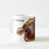 Koe close-up - Ik hou van koeien - bewerkbare teks Koffiemok (Voorkant links)