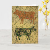 Koe Collage Birthday Kaart (Gele Bloem)