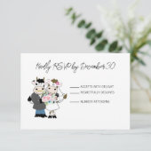 Koe Cute Couple Wedding RSVP-reactiekaart RSVP Kaartje (Staand voorkant)