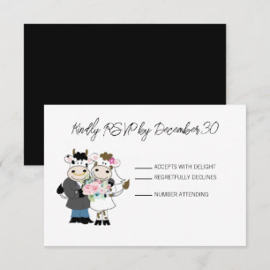 Koe Cute Couple Wedding RSVP-reactiekaart RSVP Kaartje
