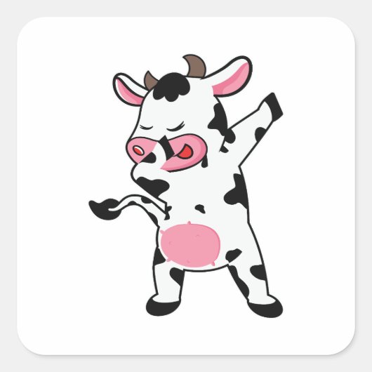 Koe Dabbing Farmer Dab Dance Vierkante Sticker (Voorkant)