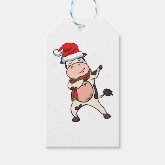 Koe Dabbing Kerstmis Cadeaulabel (Voorkant)