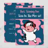 Koe dansend Boerderij Dieren Meisje 1e verjaardag Kaart (Voorkant / Achterkant)