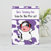 Koe dansend Boerderij Diermeisje 1e verjaardag Kaart (Staand voorkant)