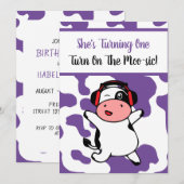 Koe dansend Boerderij Diermeisje 1e verjaardag Kaart (Voorkant / Achterkant)