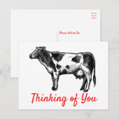 Koe denking van jullie Hallo Miss You Boerderij Fa Briefkaart (Voorkant / Achterkant)