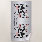 Koe Design Grijs Gekleurd Gepersonaliseerd Strandlaken (Voorkant)