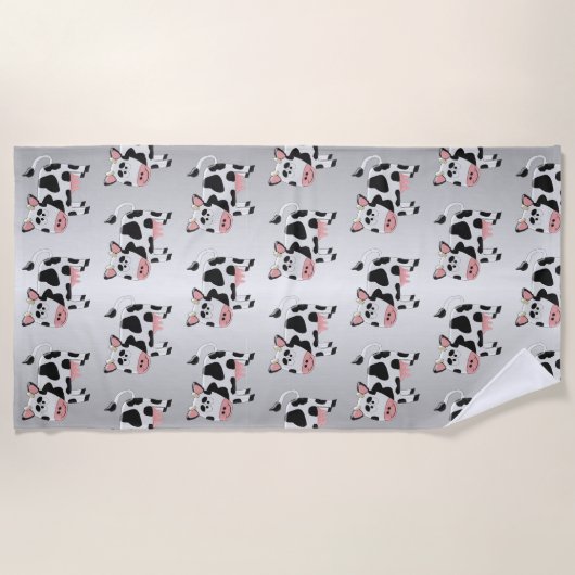 Koe Design Grijs Gekleurd Strandlaken (Voorkant)