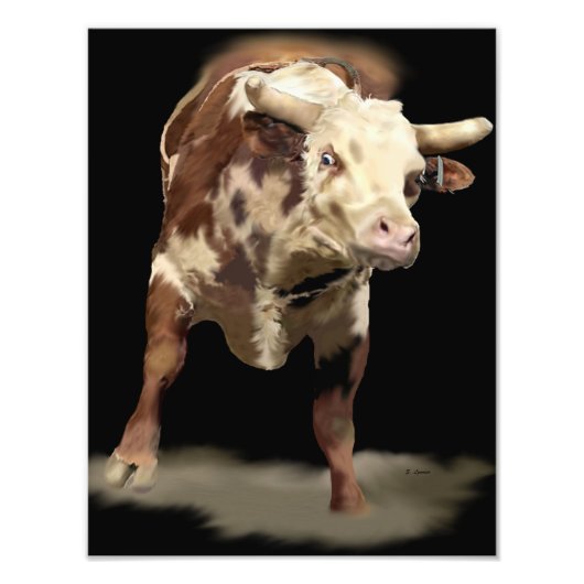 Koe die bokt Kunstprint Foto Afdruk (Voorkant)