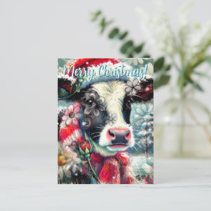 Koe die droomt van warmere tijden bloemige geperso briefkaart