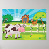 Koe die op een Boerderij grazen Poster (Voorkant)