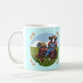 Koe die tractor bestuurt mok (Links)