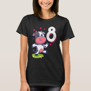 Koe Dier 8e Verjaardags Meisje B Dag 8 Jaar Oud Ki T-shirt