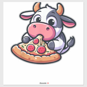 Koe Dier Eten Pizza Margherita Maaltijd Foodies _2 Sticker