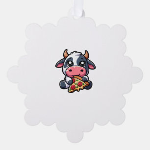 Koe Dier Eten Pizza Margherita Maaltijd Foodies _4 Ornament Kaart