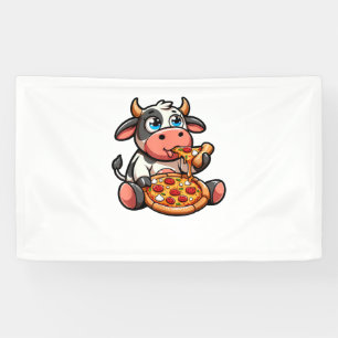 Koe Dier Eten Pizza Margherita Maaltijd Foodies _5 Spandoek