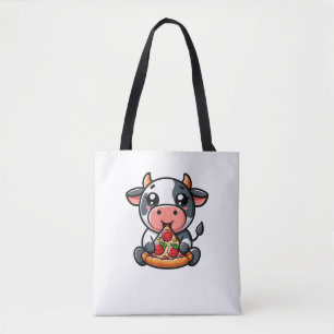 Koe Dier Eten Pizza Margherita Maaltijd Foodies Tote Bag