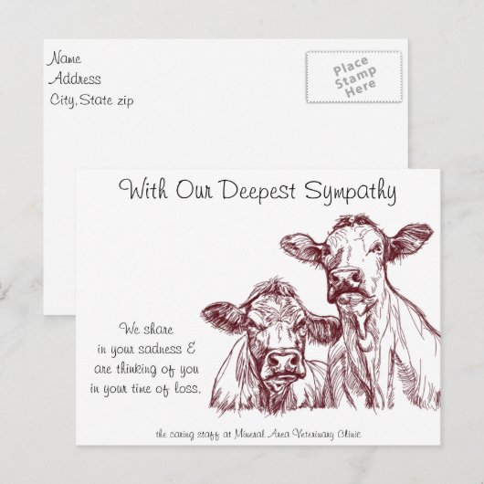 Koe dierenkaart briefkaart (Voorkant / Achterkant)