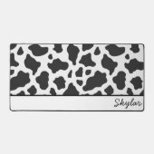 Koe Dierenprint Aangepaste Cursieve Naam Bureaumat (Voorkant)