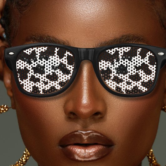 Koe Dierenprint Gevlekt Patroon Zwart-wit Retro Zonnebril