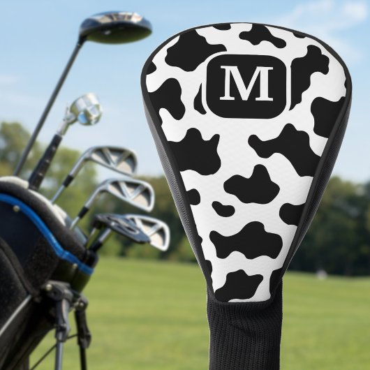 Koe Dierenprint Gevlekt Zwart-wit Monogram Golfheadcover