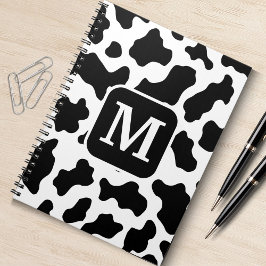 Koe Dierenprint Gevlekt Zwart-wit Monogram Notitieboek