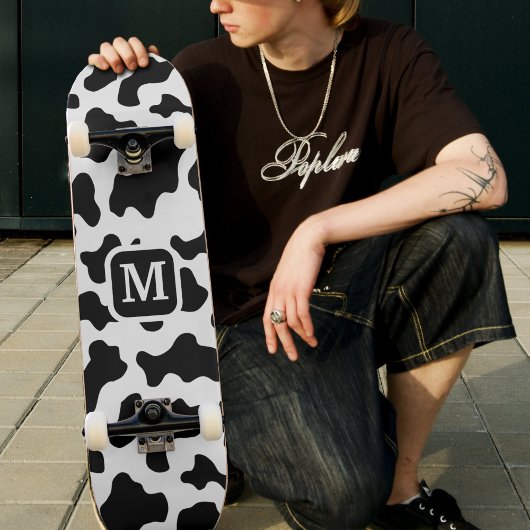 Koe Dierenprint Gevlekt Zwart-wit Monogram Persoonlijk Skateboard