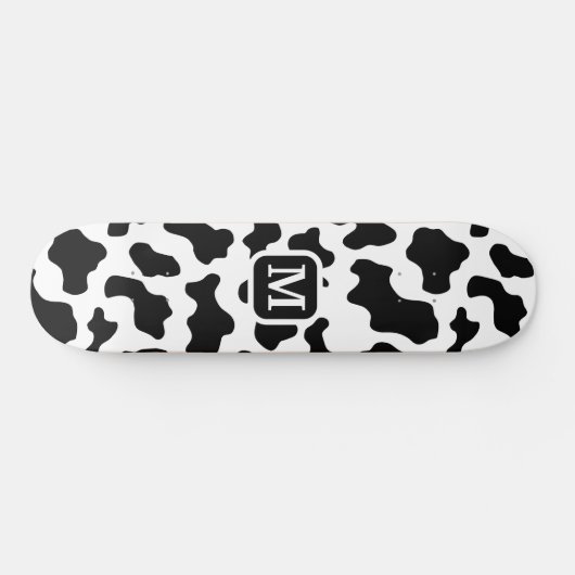 Koe Dierenprint Gevlekt Zwart-wit Monogram Persoonlijk Skateboard (Horizontaal)