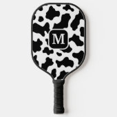 Koe Dierenprint Gevlekt Zwart-wit Monogram Pickleball Paddle (Voorkant)