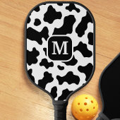 Koe Dierenprint Gevlekt Zwart-wit Monogram Pickleball Paddle