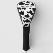 Koe Dierenprint Gevlekt Zwart & Wit Naam Golfheadcover (Voorkant)