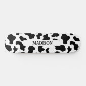 Koe Dierenprint Gevlekt Zwart & Wit Naam Persoonlijk Skateboard (Horizontaal)