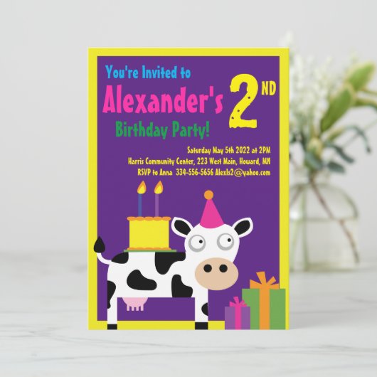 Koe dierentuin bij de geboorte van Kind Kaart (Staand voorkant)