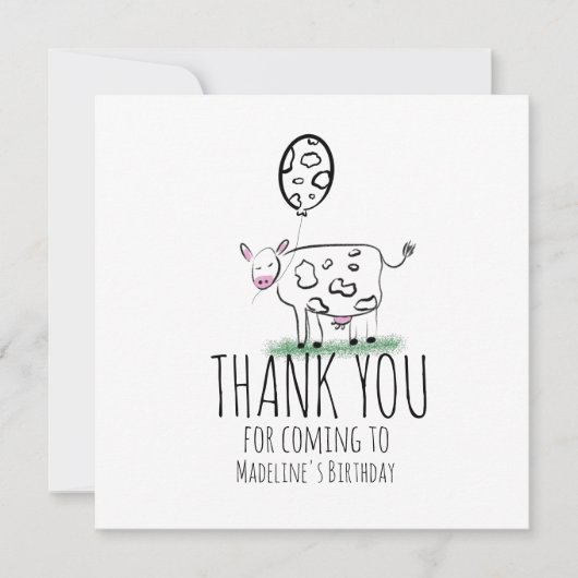 Koe Doodle Boerderij Animal Birthday Party Harteli (Voorkant)