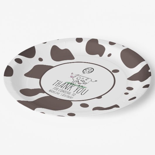 Koe Doodle Boerderij Animal Birthday Party Harteli Papieren Bordje (Gekanteld)