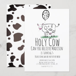 Koe Doodle Boerderij Animal Birthday Party Invitat Kaart