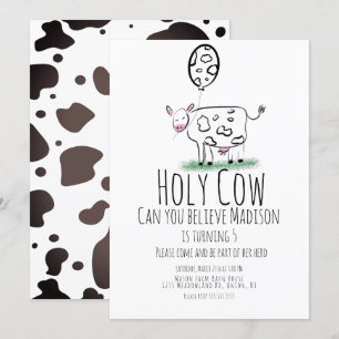 Koe Doodle Boerderij Animal Birthday Party Invitat Kaart