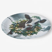 Koe draagt een kerstkrans papieren bordje (Gekanteld)