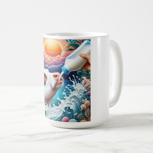 Koe drink melk koffiemok (Voorkant rechts)