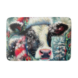 Koe Dromen Van Warmer Times Blauwgroen Rode Bloeme Badmat