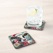 Koe Dromen Van Warmer Times Blauwgroen Rode Bloeme Bier Onderzetter (Rechterzijde)