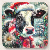 Koe Dromen Van Warmer Times Blauwgroen Rode Bloeme Bier Onderzetter (Voorkant)