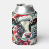 Koe Dromen Van Warmer Times Blauwgroen Rode Bloeme Blikjeskoeler (Blikje Voorkant)