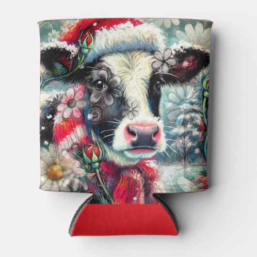 Koe Dromen Van Warmer Times Blauwgroen Rode Bloeme Blikjeskoeler (Voorkant)