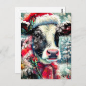 Koe Dromen Van Warmer Times Blauwgroen Rode Bloeme Briefkaart (Voorkant / Achterkant)