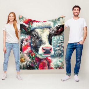 Koe Dromen Van Warmer Times Blauwgroen Rode Bloeme Fleece Deken