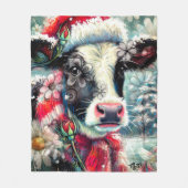 Koe Dromen Van Warmer Times Blauwgroen Rode Bloeme Fleece Deken (Voorkant)